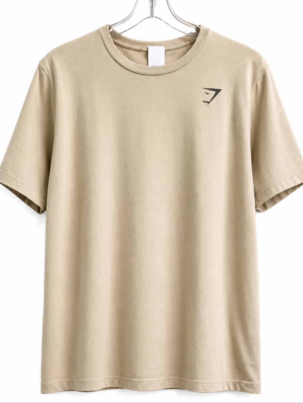 Gymshark Men's Large Beige Performance Training T-Shirt Crew Neck Athletic Tee